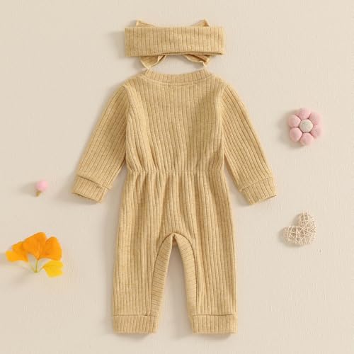 Newborn Baby Girl Coming Home Outfit Fall Winter Knit Long Sleeve Sweater Romper Jumper with Bow Headband4
