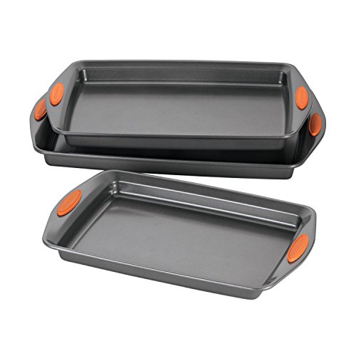 Rachael-Ray-Nonstick-Bakeware-Set-with-Grips-Nonstick-Cookie-Sheets-Baking-Sheets-3-Piece-Gray-with-Orange-Grips Rachael Ray Nonstick Bakeware Set with Grips Nonstick Cookie Sheets Baking Sheets 3 Piece Gray with Orange Grips