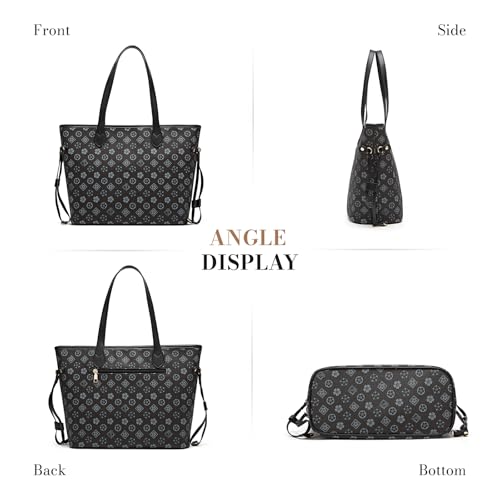 Image of Women Fashion Synthetic Leather Handbags Tote Bag Shoulder Bag Top Handle Satchel Purse Set