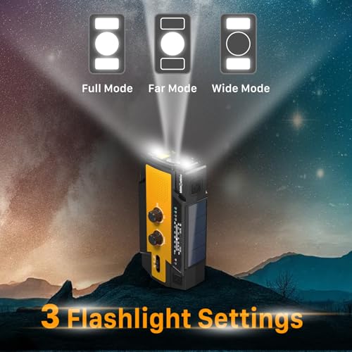 FosPower 4000mAh Emergency Radio (Model A3) NOAA Weather Radio and Power Bank with USB, Solar & Hand Crank Rechargeable Battery, SOS Alarm, AM/FM, Flashlight & Reading Light for Emergency Kit, Camping