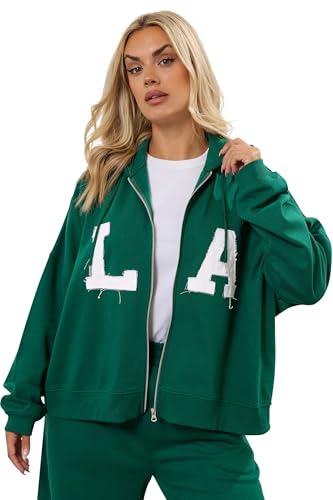 Yours Curve 'La' Zip Hoodie - Women's - Plus Size Curve Green