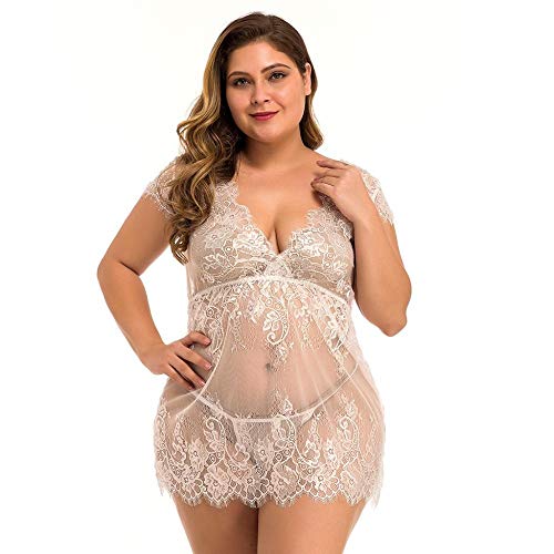 Nuisettes sexy femme en maille transparente avec décolleté érotique en V