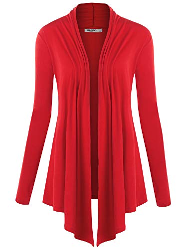 Image of Lock and Love Women's Draped Front Open Asymmetrical Cardigan - Casual Long Sleeve Lightweight Duster