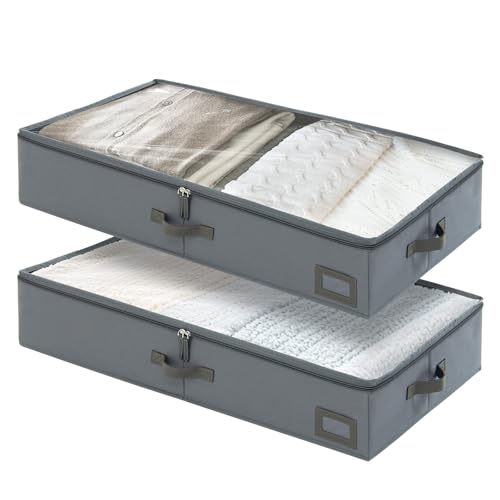 PLUMGEAN 6-Inch Under Bed Storage Containers (2-Pack) | Sturdy Sidewalls