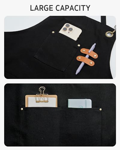 Image of Syntus Chef Apron for Men Women Kitchen Cooking Apron with Pockets, Adjustable Bib Aprons Stain Resistant