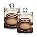 Zhirexin Cute Sloth 2PC Airtight Transparent Glass Storage Jar, Food Storage Container Glass, Can Store Candy, Salt, Coffee Beans, With lid, Easy To Use