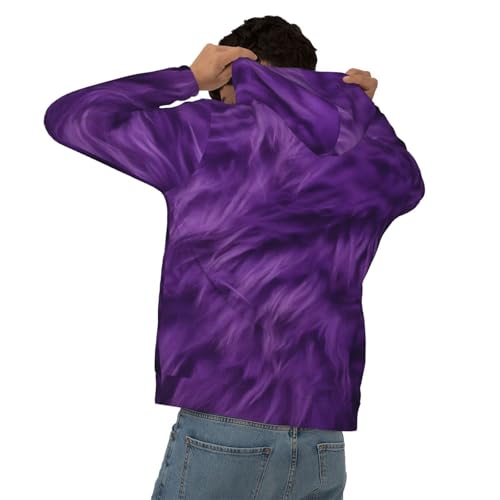 Fashion Men'S Hoodies Pullover Long Sleeve Hoody Purple Print Hooded Sweatshirt With Pocket 5