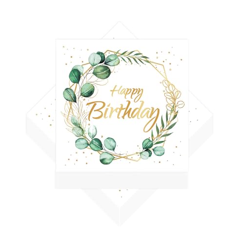 Serviettes en Papier Anniversaire - 20 Pièces Sauge Vert Eucalyptus, Serviettes Vertes, Parfaite Déco de Table pour Fête ou Célébration