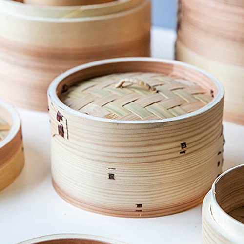 MNSSRN Traditional Food Steamer, Domestic Small Commercial Steamed Buns, Dumplings, Steamed Meat Steamer, Bamboo Steamer,15cm