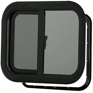 PROFLEX RV Window Horizontal Slide 24″ W x 20″ H – Ultra Thick 5 MM Tempered Glass, DOT Certified RV Replacement Windows with Trim Rings for 1-1/2’’ Wall – Camper Windows RV Replacement with Screen