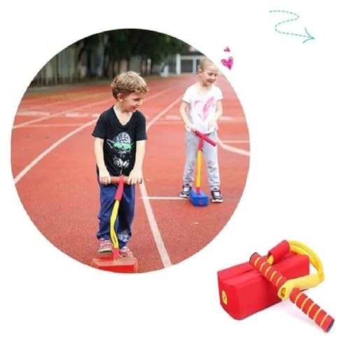 Image of CRIYALE Pogo Jumper for Kids Fun & Safe Pogo Stick for Toddler | Durable & Bungee Stick for Age 3 & up, Support up to 250lbs | Jumping Promote Growing Taller Makes Squeaky Sound Improve Balance (Red)
