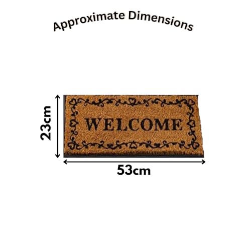 Garden Mile Large Coir Door Mats 23 x 53cm, Non-Slip PVC Backing, Indoor/Outdoor Weather resistant Premium Heavy Duty eco- friendly Thick Coir door mat Dirt trapping entrance door mat (Welcome)