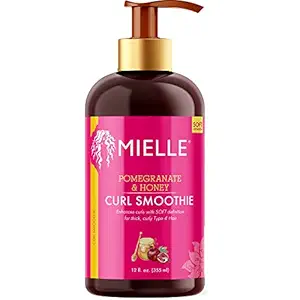 Mielle Organics Curl Smoothie with Pomegranate and Honey, Moisturizing Curl Cream for Curly Hair, Anti-Frizz Curl Enhancer for Thick Type 4 Hair, 12 Ounces