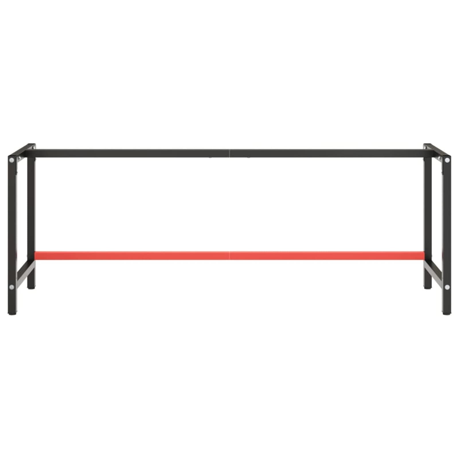 Tidyard Estructura Banco de Trabajo Metal Soporte de Mesa Taller Herramientas Moderno Base de Banco de Trabajo Negro y Rojo Mate 220x57x79cm