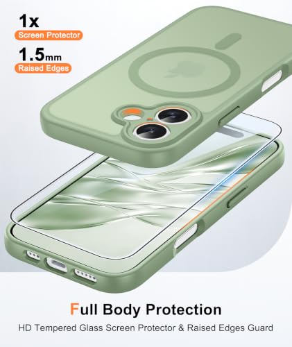 Image of FNTCASE for iPhone 16 Plus Case Light Moss: Compatible with MagSafe