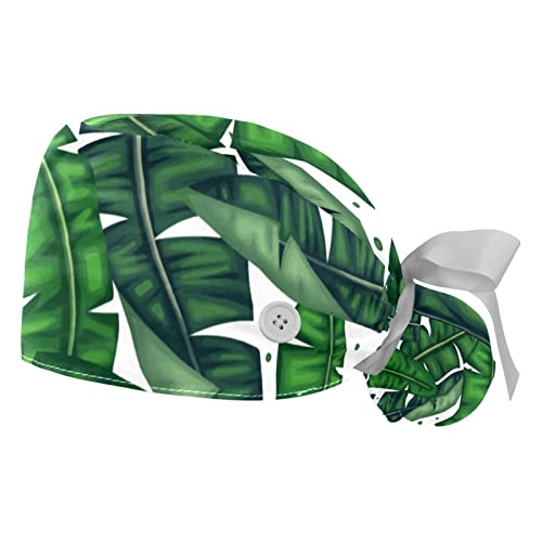 Chapeaux de travail JDEZ (2pcs) à motif feuilles vertes avec bandeau anti-transpiration