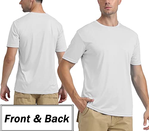 Biylaclesen Mens T-Shirts Short Sleeve Outdoor Fishing Shirts Uv Protection Shirts Athletic Fit T Shirts Sun Shirts For Men Work Shirts White #TOP1