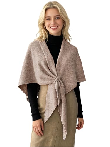 Women's Shawl Wrap Scarf Knitted Soft Warm Winter Poncho Cape Fall Fashion Elegant Cardigan Sweater Pashmina (Camel)
