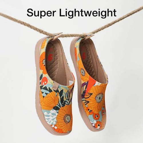 Image of UIN Slipper Woman Travel Art Painted Shoes Wide Toe Casual Home Slip On Mules Malaga