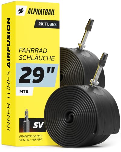 Fahrradschlauch 29 Zoll x 1.75–2.40 MTB, Französisches Ventil, 2 Stück – Alphatrail Mountainbike Schlauch SV 40 mm für 29 x 2.25 57-622, 29x2.10, Fahrrad & E-MTB, ETRTO 47–62-622