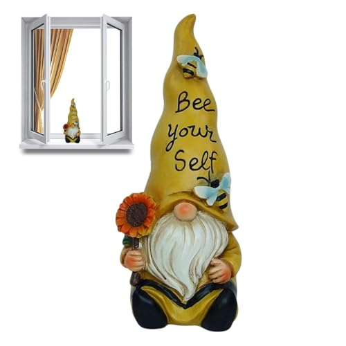 Gnomi da giardino all'aperto,Gnomi da giardino all'aperto - Decorazione con gnomi in resina per prato da patio - Statua di gnomo girasole per decorazioni da giardino, patio, prato esterno, portico, de