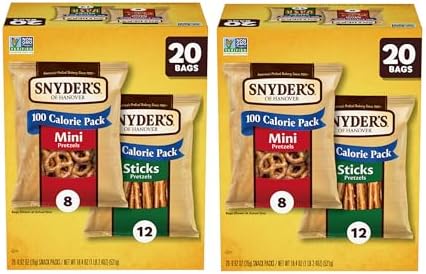 Snyder's of Hanover Pretzels, Minis and Sticks 100 Calorie Packs, 20 Ct Variety Pack (Pack of 2)