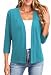 Women 3/4 Sleeves Bolero Shrugs Open Front Lightweight Cardigan Casual Sweater Jacket Outwear Teal Blue M