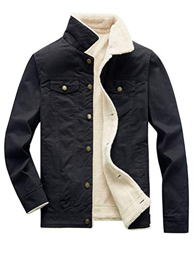 Image of Mens Classic Winter Fur Fleece Lined Thick Warm Trucker Jacket