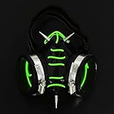 SANGLE SOPFFY LED Steampunk Gas Mask, Cyberpunk Glow in the Dark Design, Perfect for Halloween, Raves, Carnivals & Costume Parties (Green Light Mask)