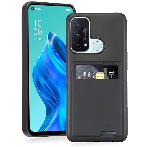 【 Agaiy 】OPPO Reno5 A 対応 ケース 背面カード収納 耐衝撃 薄型 軽量(ブラック) オッポ リノ5A TPUスマホケース 全面保護 超耐磨 マット質感 ストラップホール付き 携帯便利 Reno5a ケース 黒