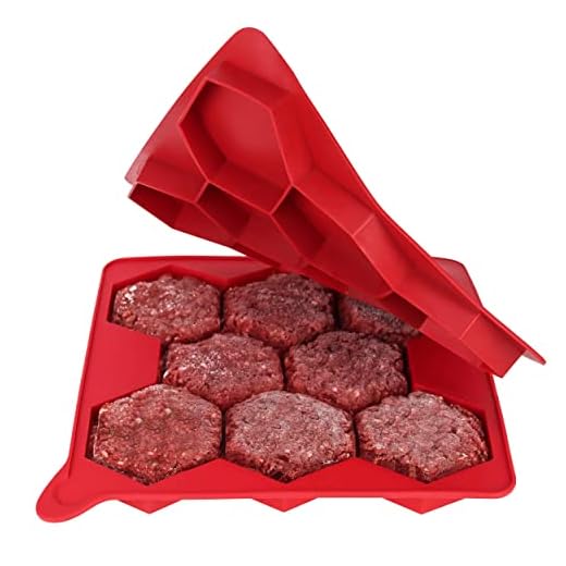 7Penn Silicone Burger Press Slider Mold - 8 Patty No Stick Frozen Hamburger Patty Storage Container for Sausage and Beef