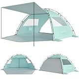 Elegear CumbreX™ Beach Tent Sun Shelter with Canopy, 4-5 Person Pop Up Beach Tent, Easy Setup UPF 50+ UV Protection Portable Lightweight Double Silver Coating Cabana Sun Shade Shelter - Green