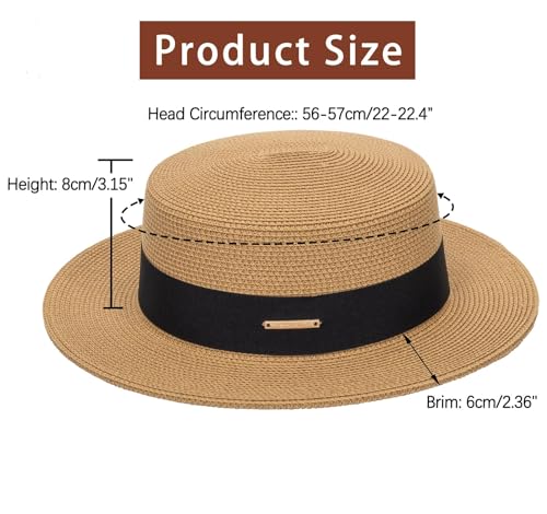 Sombrero de paja estilo boater unisex plegable miniatura 4