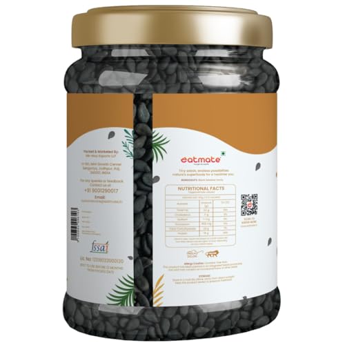 Image of Eatmate Premium Black Sesame Seeds 1 Kg | Raw Kala Til Seeds for Eating, Cooking & Baking | Nutrient Rich Indian Spice | Pure Natural Black Til | High Calcium & Antioxidants Whole Sesame