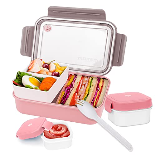 MUJUZE Lunch Box Adulte / Enfant,1500ML Bento Lunch Box aveccompartiment intérieure et anti-fuite Saucebox,Boîte à lunch allant au micro-ondes,sans BPA ,Boite Repas Pour École /travail / pique nique Cover