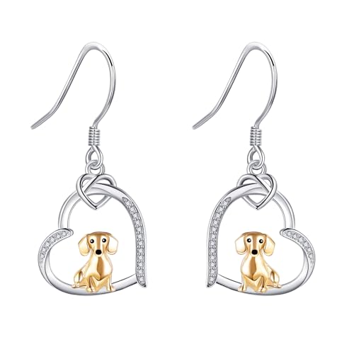 Boucles d'oreilles teckel or rose pour afficher votre passion canine avec élégance au bureau