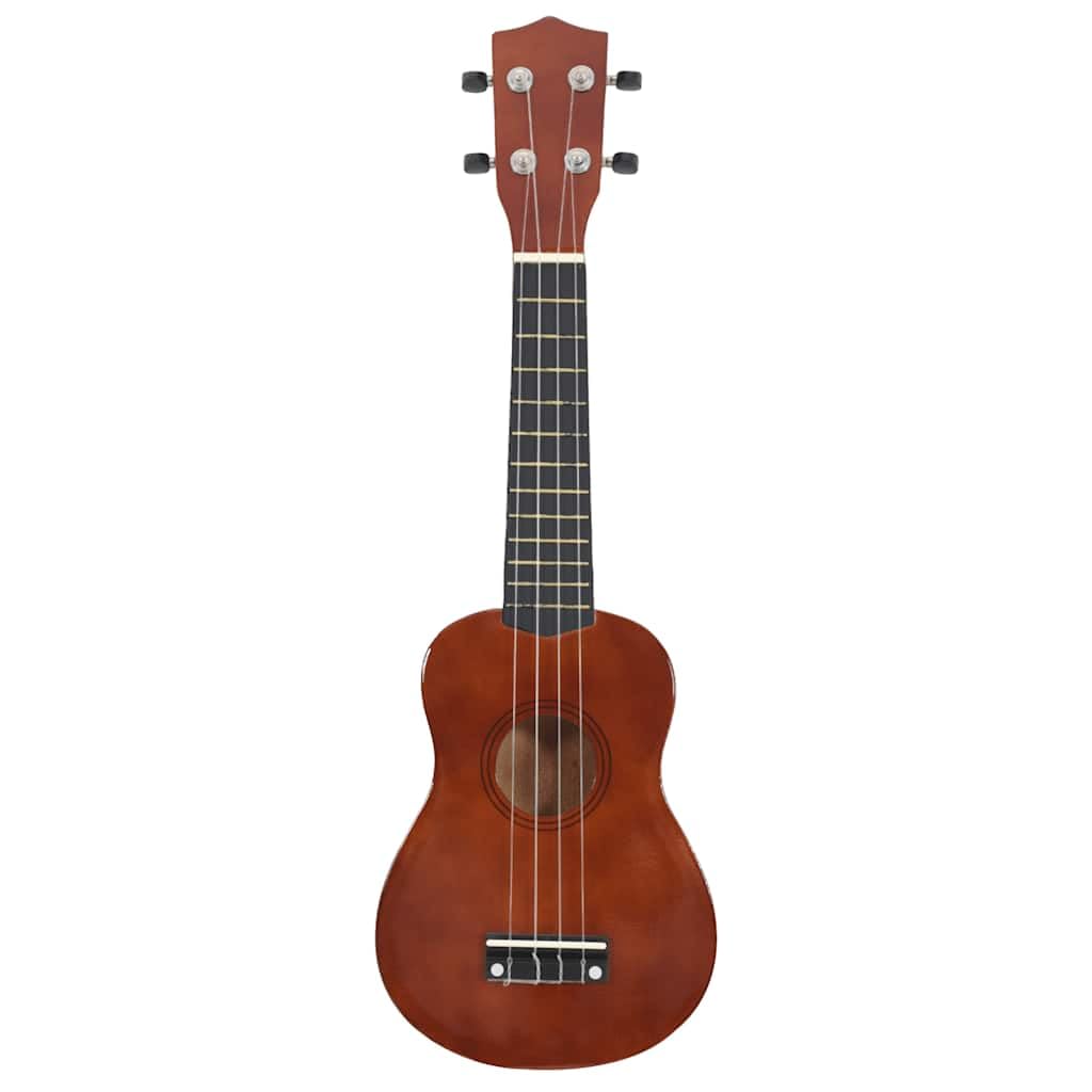 Sopran Ukulele Set für Kinder mit Tasche aus dunklem Lindenholz 21 Zoll, inklusive 2 Plektren, Griffbrett und Steg, ideal für Anfänger, Konzert und Orchester