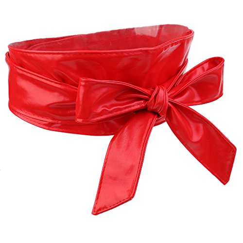 F Fityle Senhoras Amarram Amarrar Cintura Cintura Larga Cinto De Espartilho De Couro - Vermelho