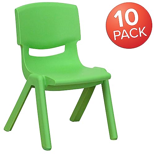 Image of Flash Furniture 10.5 in Plastic Stackable School Chair, Green, 10-Pack