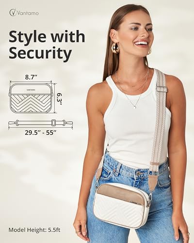 Image of Vantamo Premium Quilted Crossbody Bags for Women with Anti-Pickpocket Clip, Vegan Leather Handbags, Travel Purses for Women