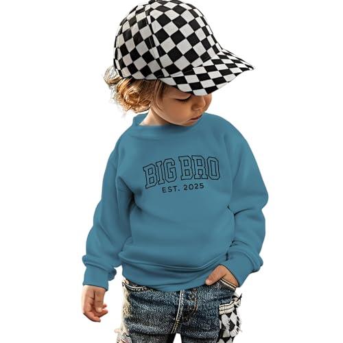Big Brother Sweatshirt Toddler Baby Boy Embroidery Big Bro Est. 2025 Pullover Crewneck Clothes Announcement Fall Top