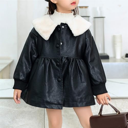 Betusline Little Baby Girls Faux Leather Fleece Lined Jacket Winter Coat, 12 Months - 7 Years4