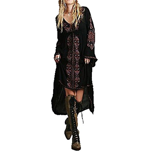 R.Vivimos Womens V Neck Bell Sleeve Vintage Floral Embroidered High Low...