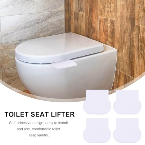 Image of DOITOOL 4Pcs Toilet Seat Lifter Handle Set Self-Adhesive Cover Lifter Tool for Easy Toilet Lid Lifting in Home Office Hotel Bathroom