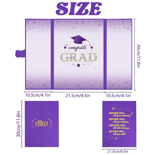 Image of Vlipoeasn 2026 Graduation Guest Book Alternative, Purple Gold Class of 2026 Graduation Party Decorations, Graduation Signature Book for 2026 College High School, Unique Graduation Gifts for Friends