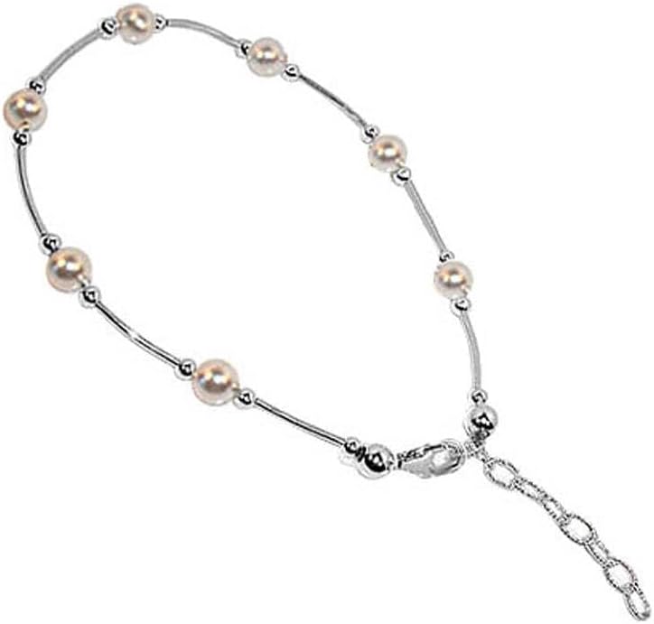 Gem Avenue .925 Sterling Silver Pearl Anklet Ankle Bracelet