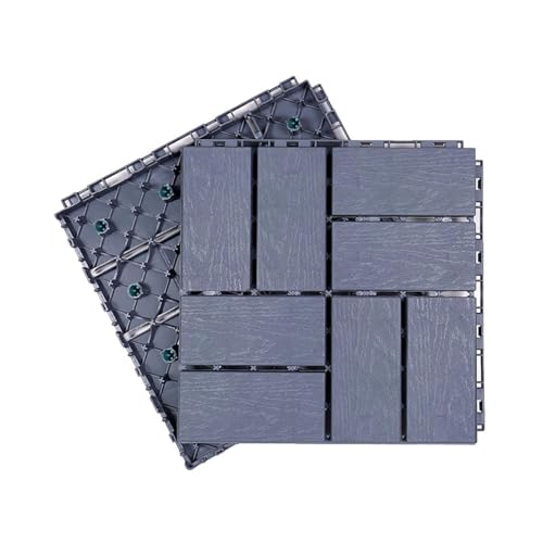Madera artificial cuadrada, suelo de plástico, azulejos para patio, baldosas compuestas de bricolaje interconectadas de 12 x 12 pulgadas, para cualquier clima, para porche, piscina, balcón, patio