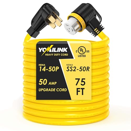 YOMILINK 75 Feet 50 Amp RV/Generator Cord, UL Listed, 100% Copper Wire, NEMA...