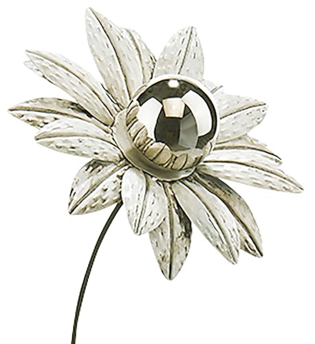 Kobolo Gartenstecker White Flower, Metall, weiß, 92 cm, dekorative...