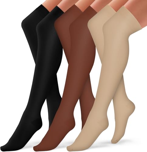 Image of Bluemaple Thigh High Compression Socks for Women and Men Circulation(3 Pairs) Over the Knee-Best Support for Running,Travel